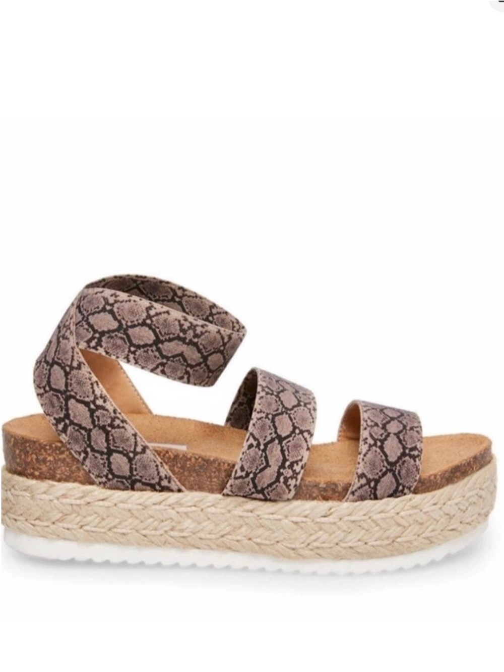 Steve Madden Kimmie Platform Cork Sandals Espadrilles Elastic Snakeskin Print 7